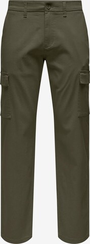 Only & Sons Loose fit Cargo Pants in Green: front