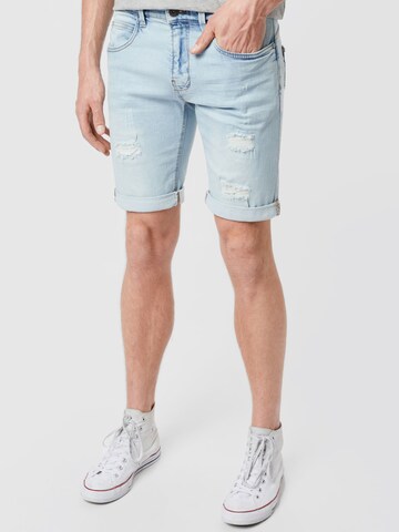 INDICODE JEANS Regular Shorts 'Kaden Holes' in Blau: predná strana