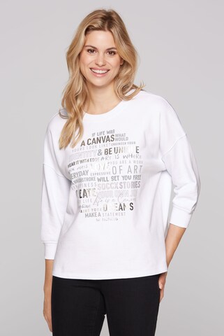 Soccx Sweatshirt mit Wording Print und 3/4-Arm in Weiß: Vorderseite