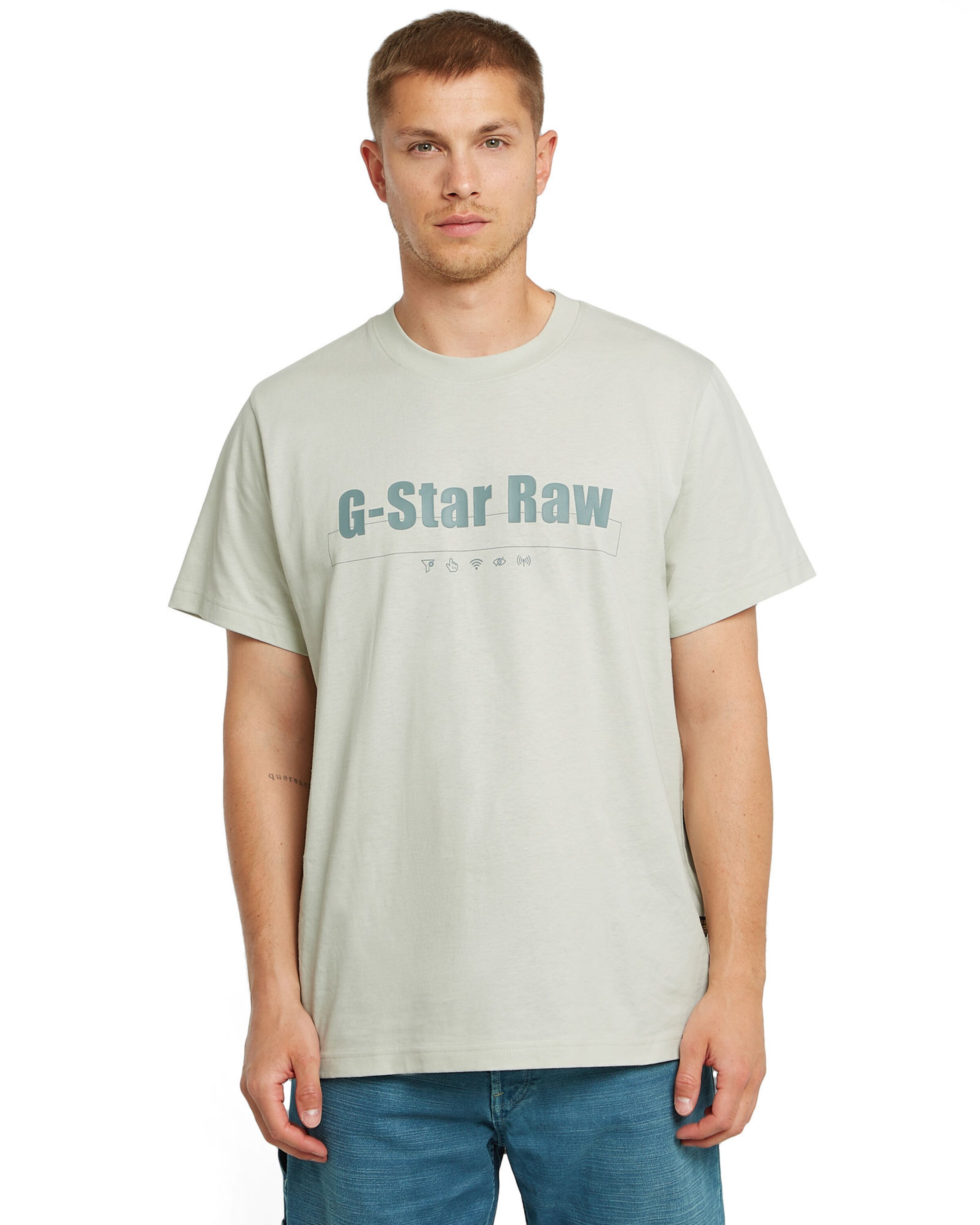 G-STAR Shirt 'Symbols Print' in Grijs: voorkant