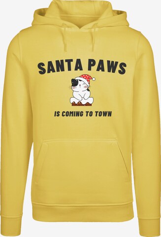 Sweat-shirt 'Santa Paws Christmas Cat' F4NT4STIC en jaune : devant
