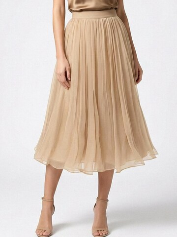 AVENUE N°29 Kjol 'Gathered Silk Midi Skirt' i beige