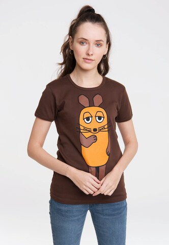 LOGOSHIRT Shirt 'Die Sendung mit der Maus' in Brown: front