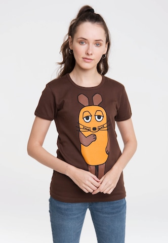 LOGOSHIRT Shirt 'Die Sendung mit der Maus' in Bruin: voorkant