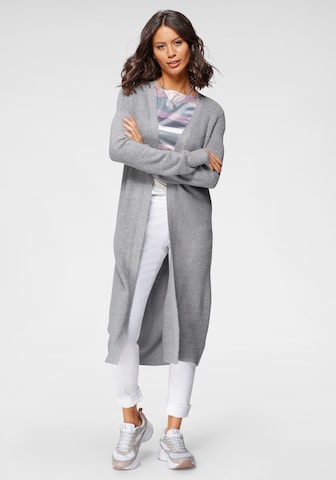 LAURA SCOTT Knit Cardigan in Grey: front