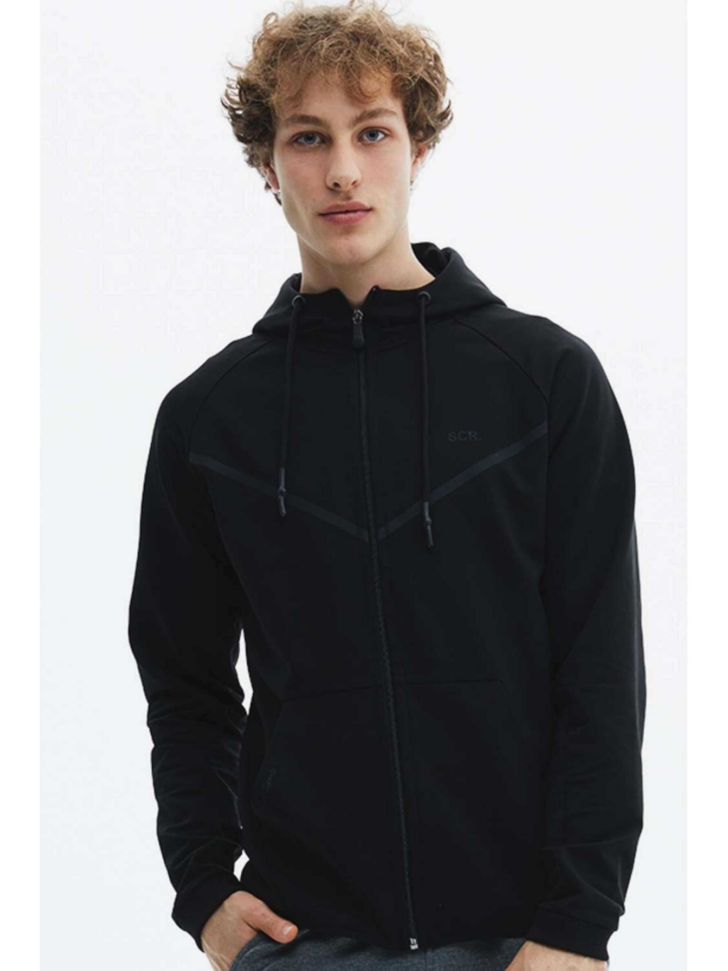 SCR. Vest 'Neso Sweatvest' in Black: front