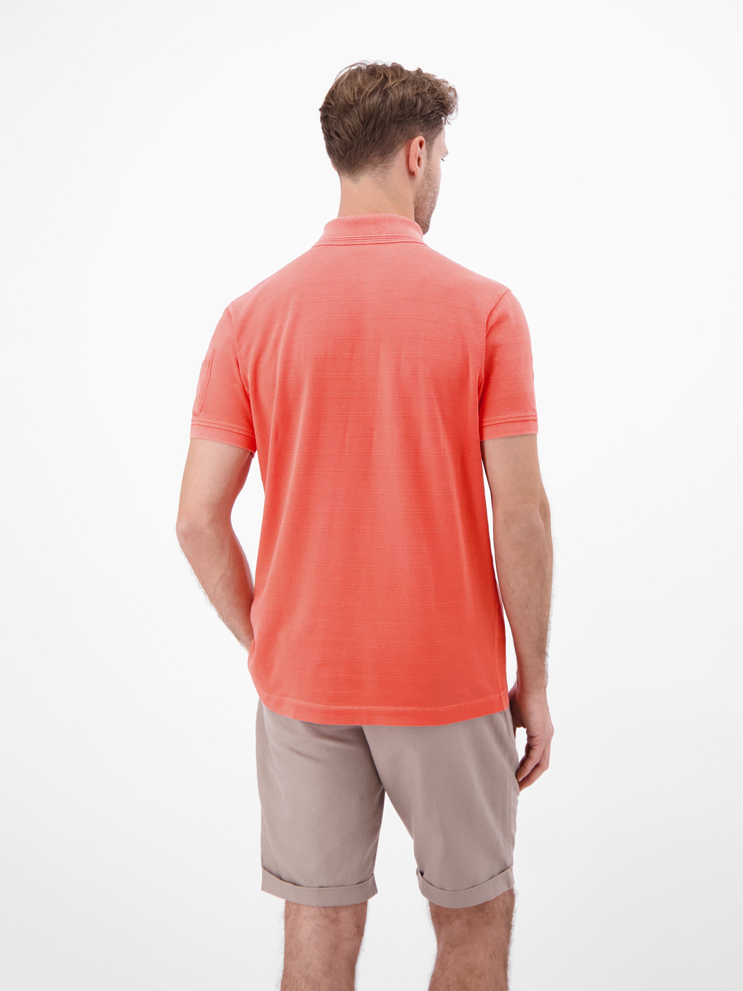 LERROS Poloshirt, unifarben aus gestreiftem Piqué-Gewebe in Rot