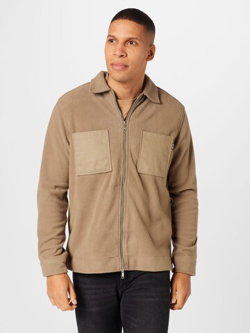 Only & Sons Fleece jas 'TIM' in Bruin: voorkant