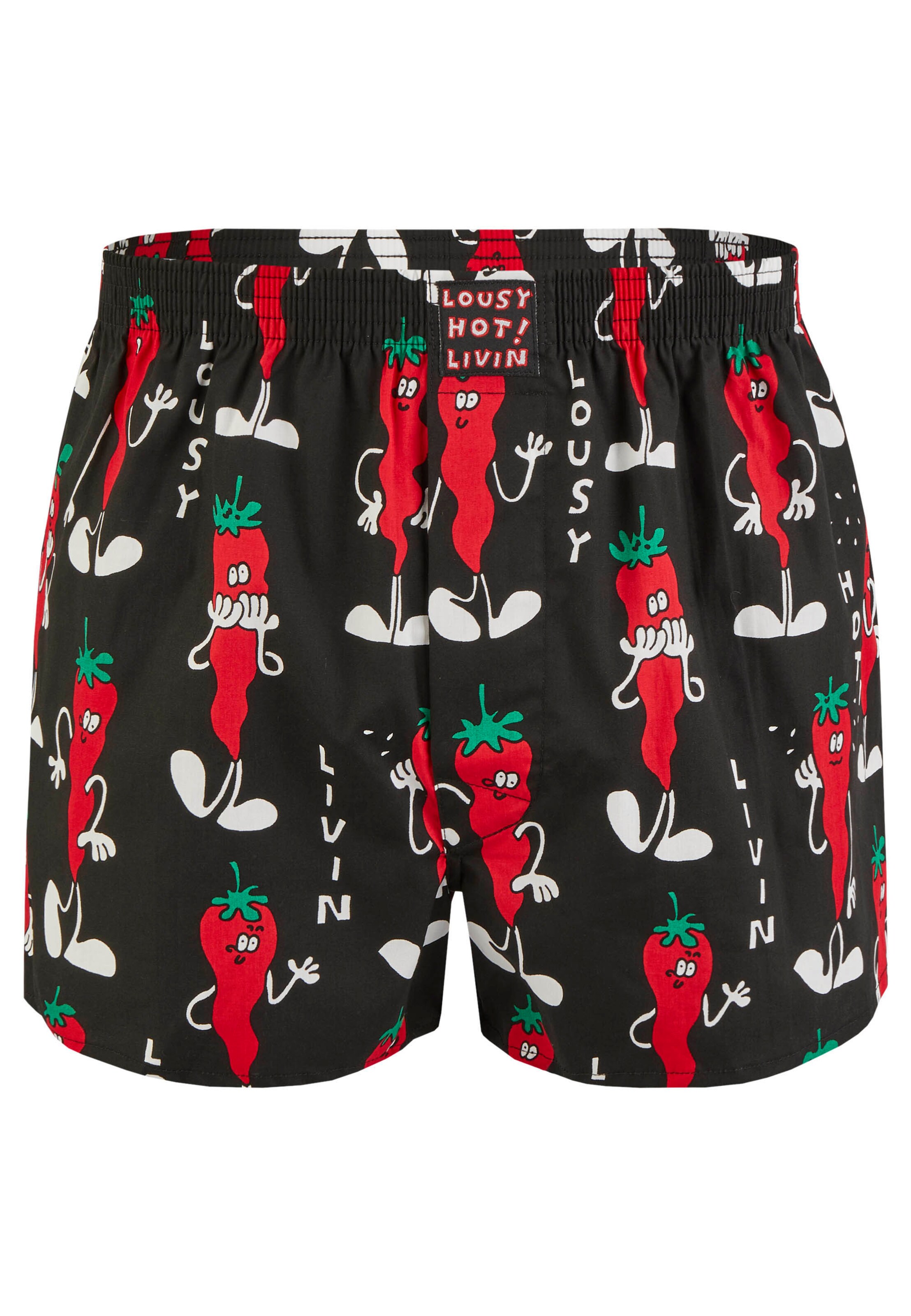 Lousy Livin Boxershorts 'Pizza & Chilli' in Zwart