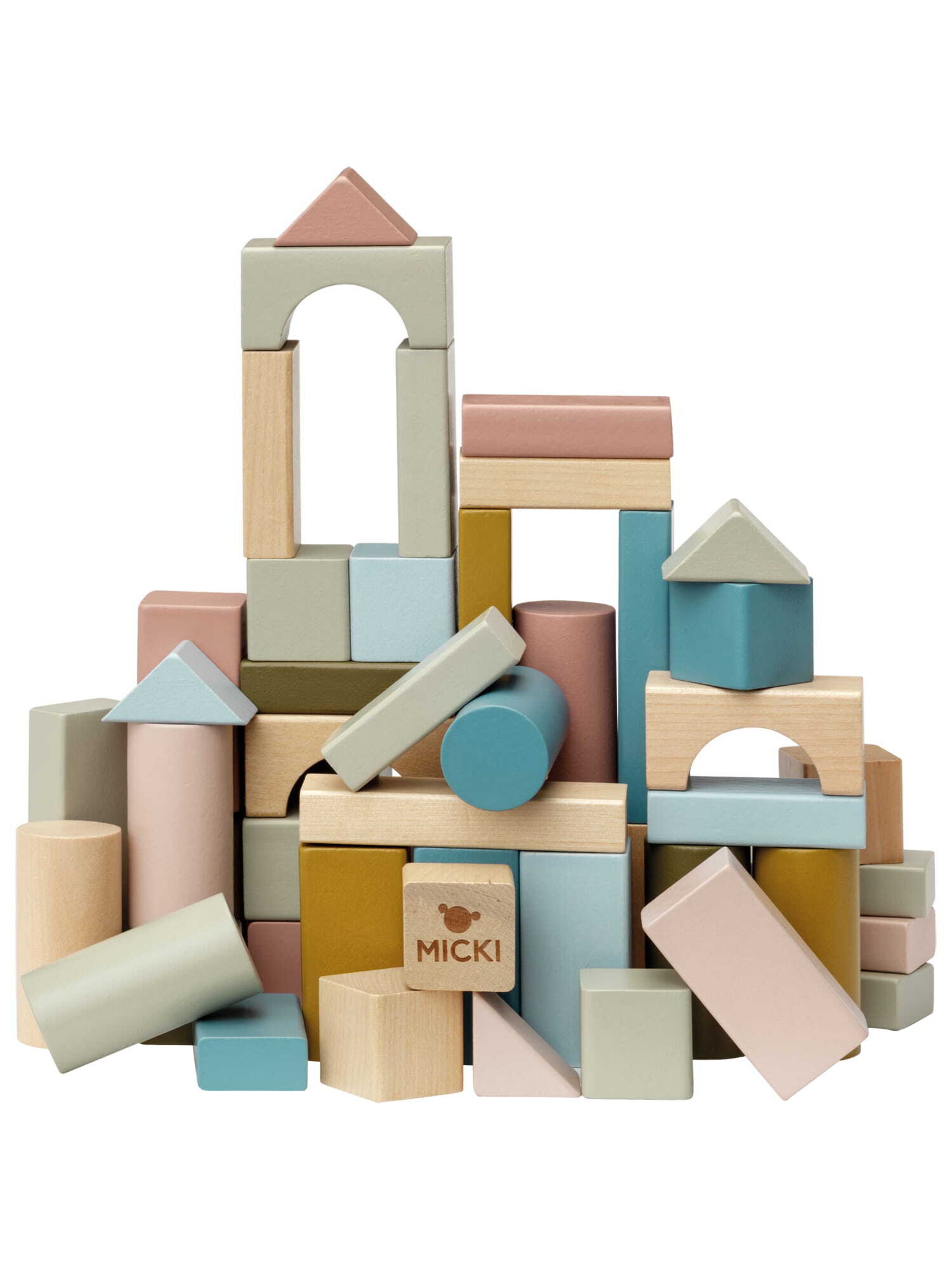 Micki Holzbausteine in beige / hellblau / pastellgrün / pastellpink, Produktansicht