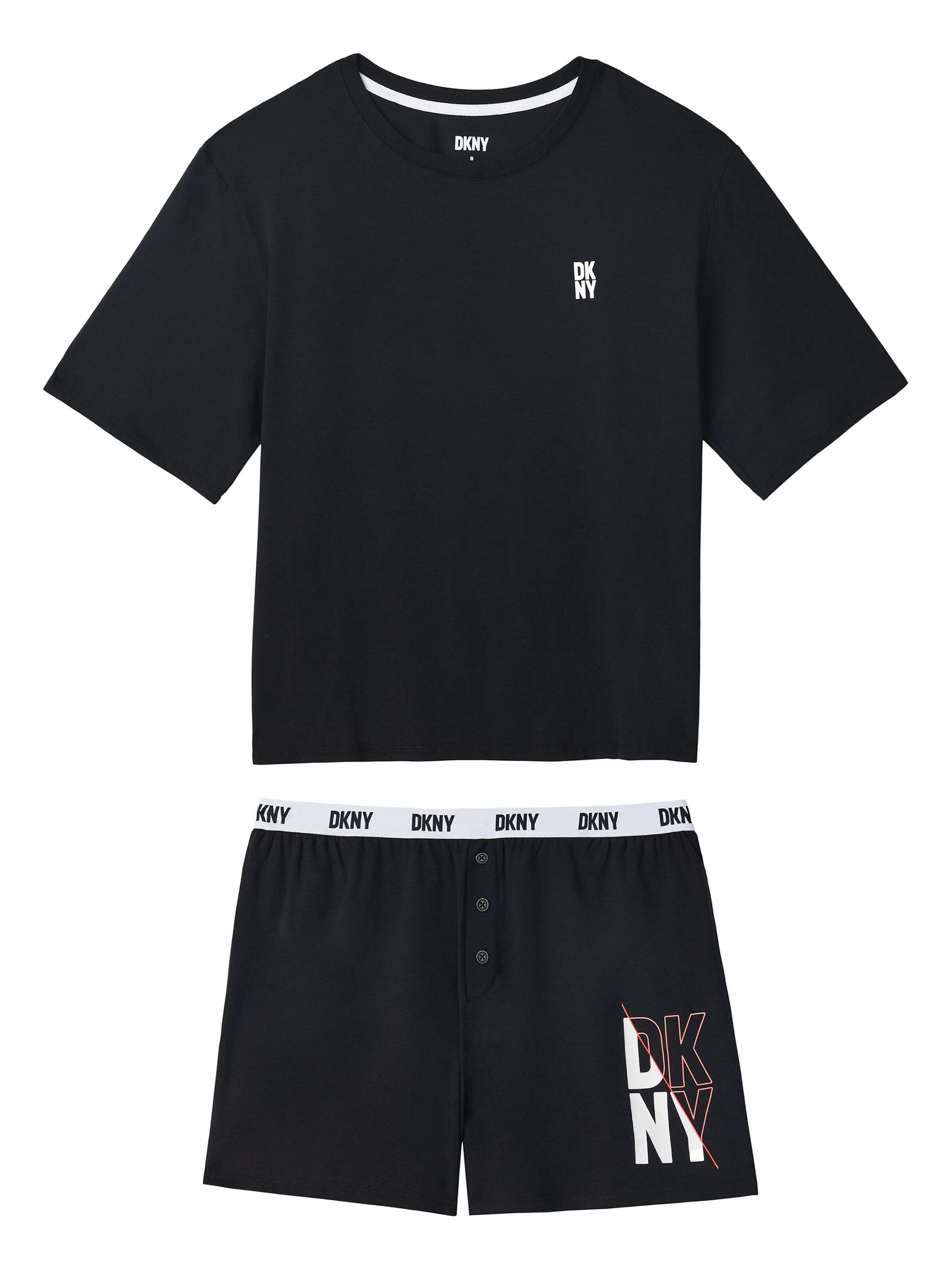 DKNY Korte pyjama in Zwart: voorkant