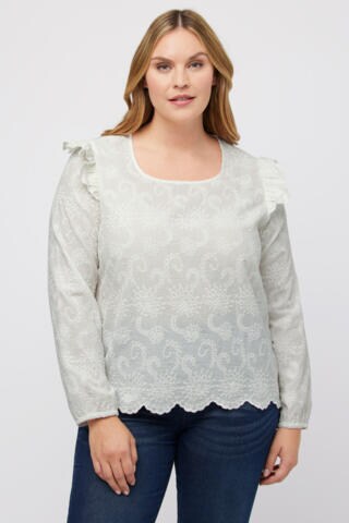 Ulla Popken Blouse in Wit: voorkant