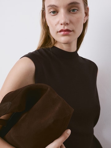 MANGO Vyšívaný top 'BIE' - Hnedá