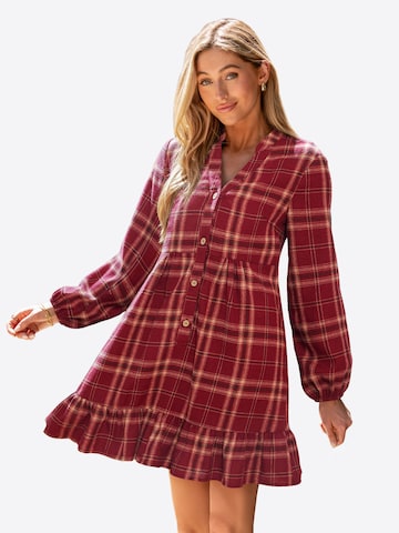 Cupshe Obleka 'Rustic Charm Plaid' | rdeča barva: sprednja stran