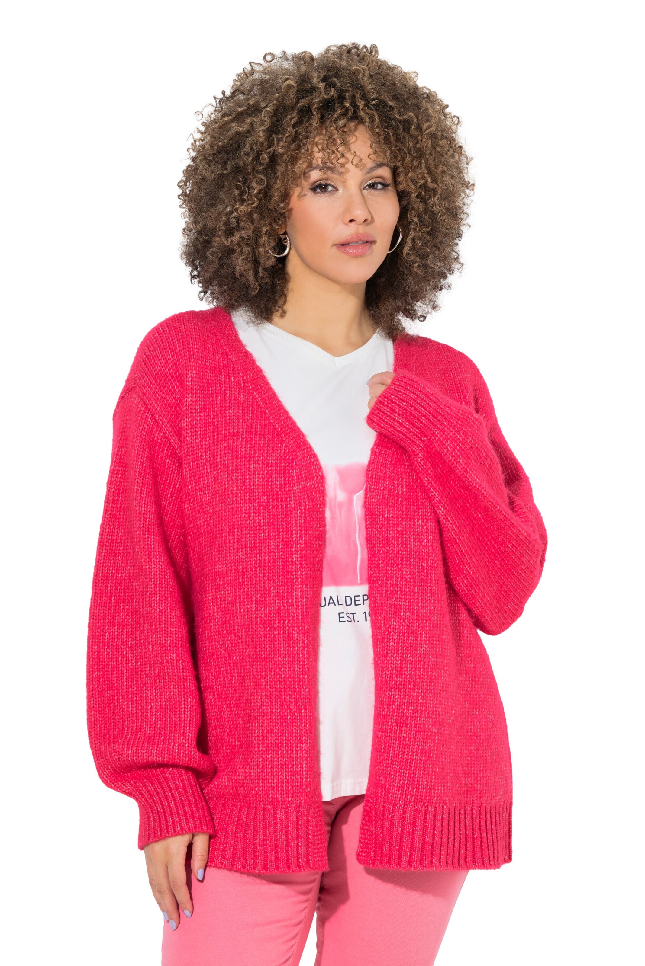Ulla Popken Strickjacke in Pink: Vorderseite