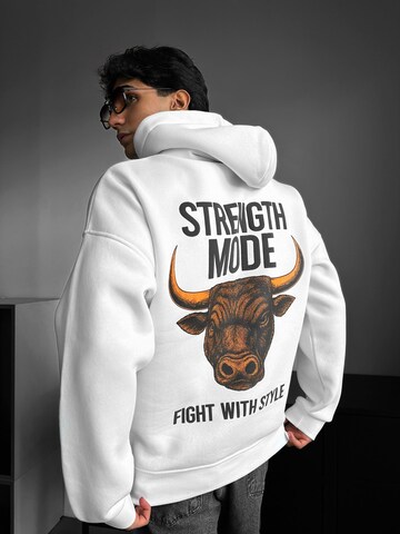 Sweat-shirt 'Oversize Strength Mode Hoodie - White' Kleidermafia en blanc