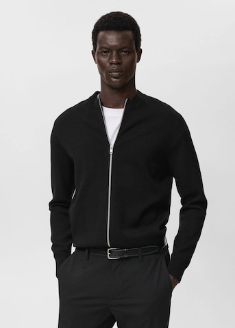 MANGO MAN Knit Cardigan 'Luxusc' in Black: front