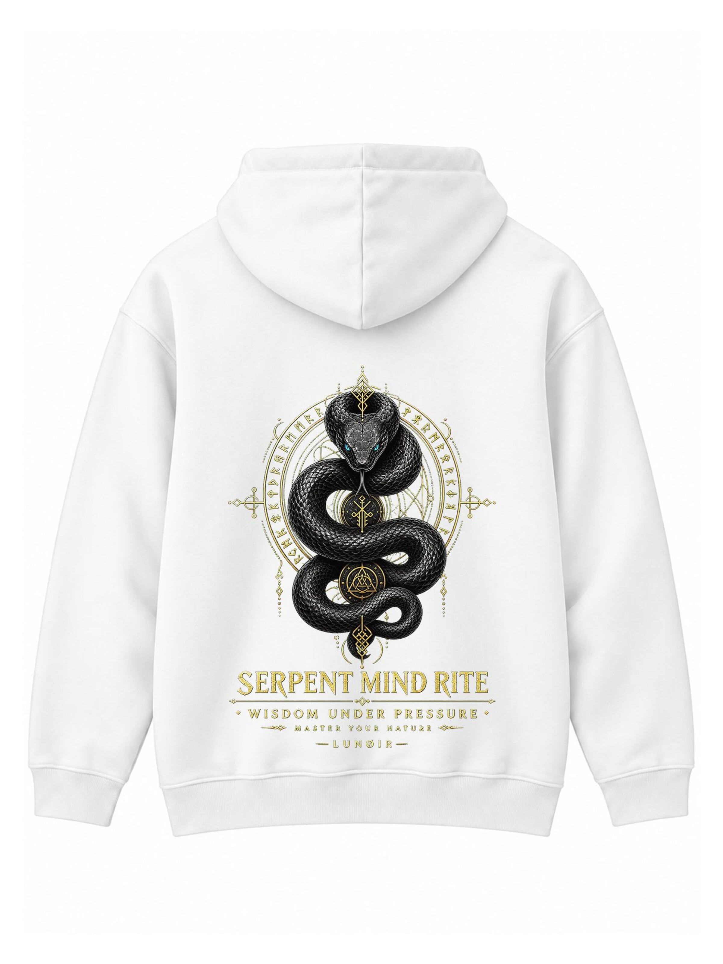 LUNØIR Studio Tréning póló 'Serpent Mind Rite' - fehér: elől