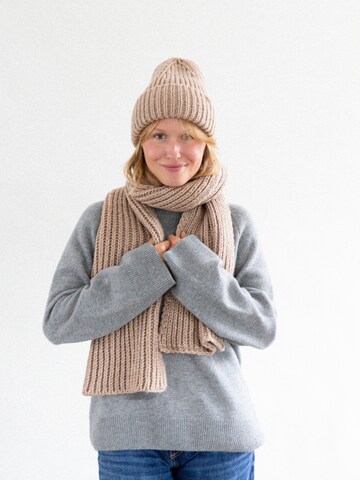 KOPYTO Schal 'UHU' in Beige: Vorderseite
