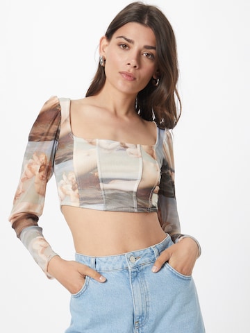 Nasty Gal Shirt in Grijs: voorkant