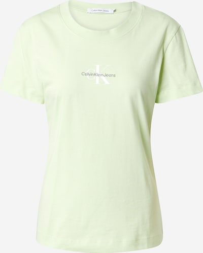 Calvin Klein Jeans T-shirt en gris foncé / vert clair / blanc, Vue avec produit