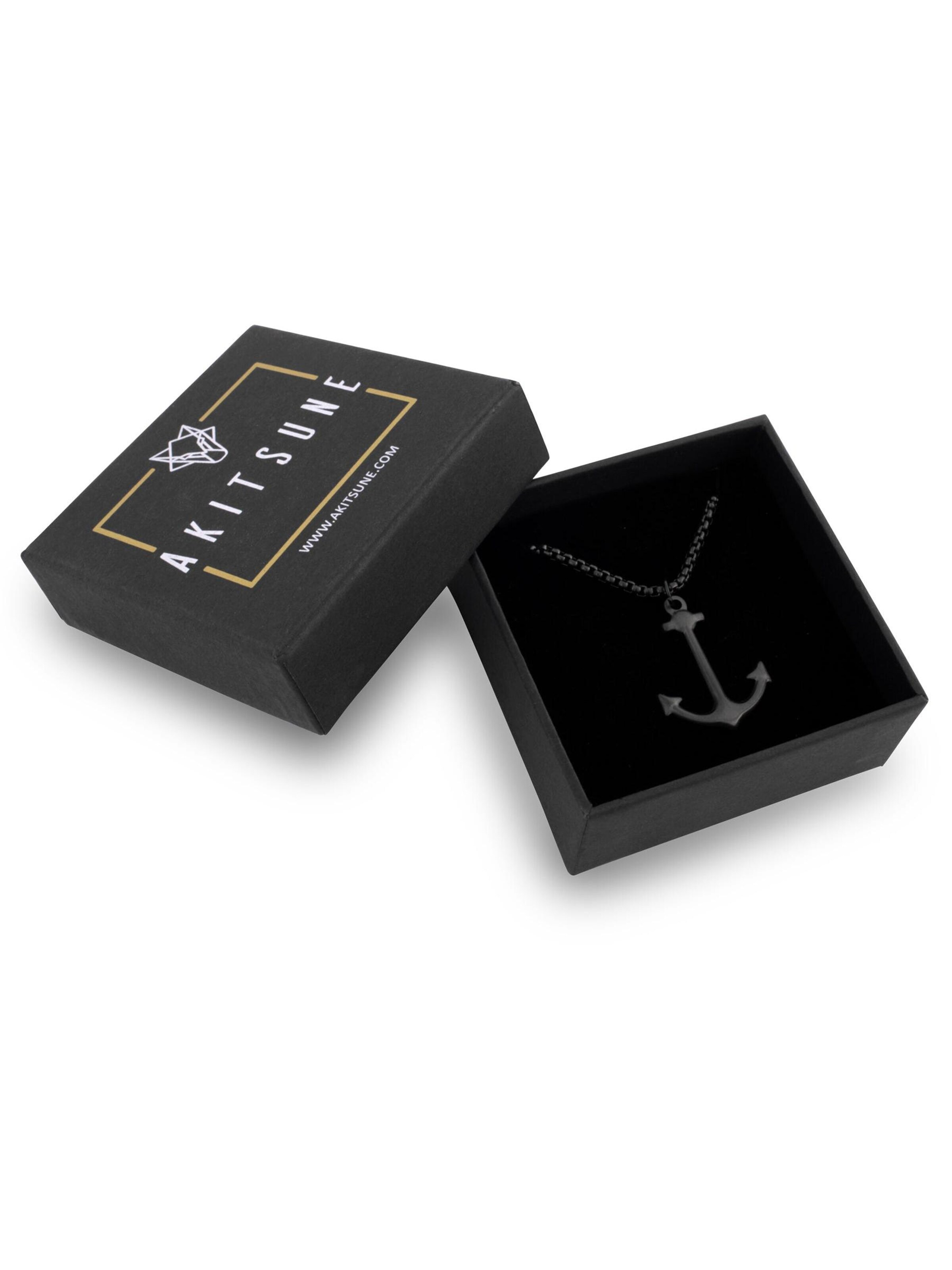 Akitsune Necklace 'Portus Anchor Pendant / Necklace Matte Black 70 cm' in Black