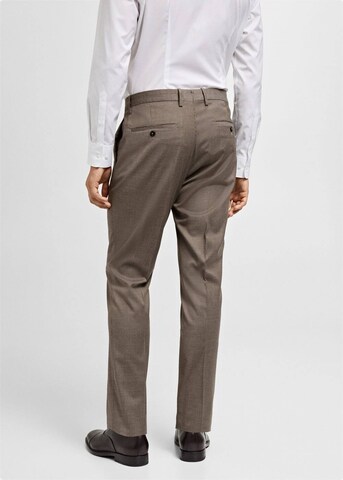 MANGO MAN Slim fit Pleated Pants 'Paris' in Beige