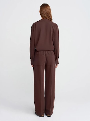 Dilvin Wide leg Broek in Bruin