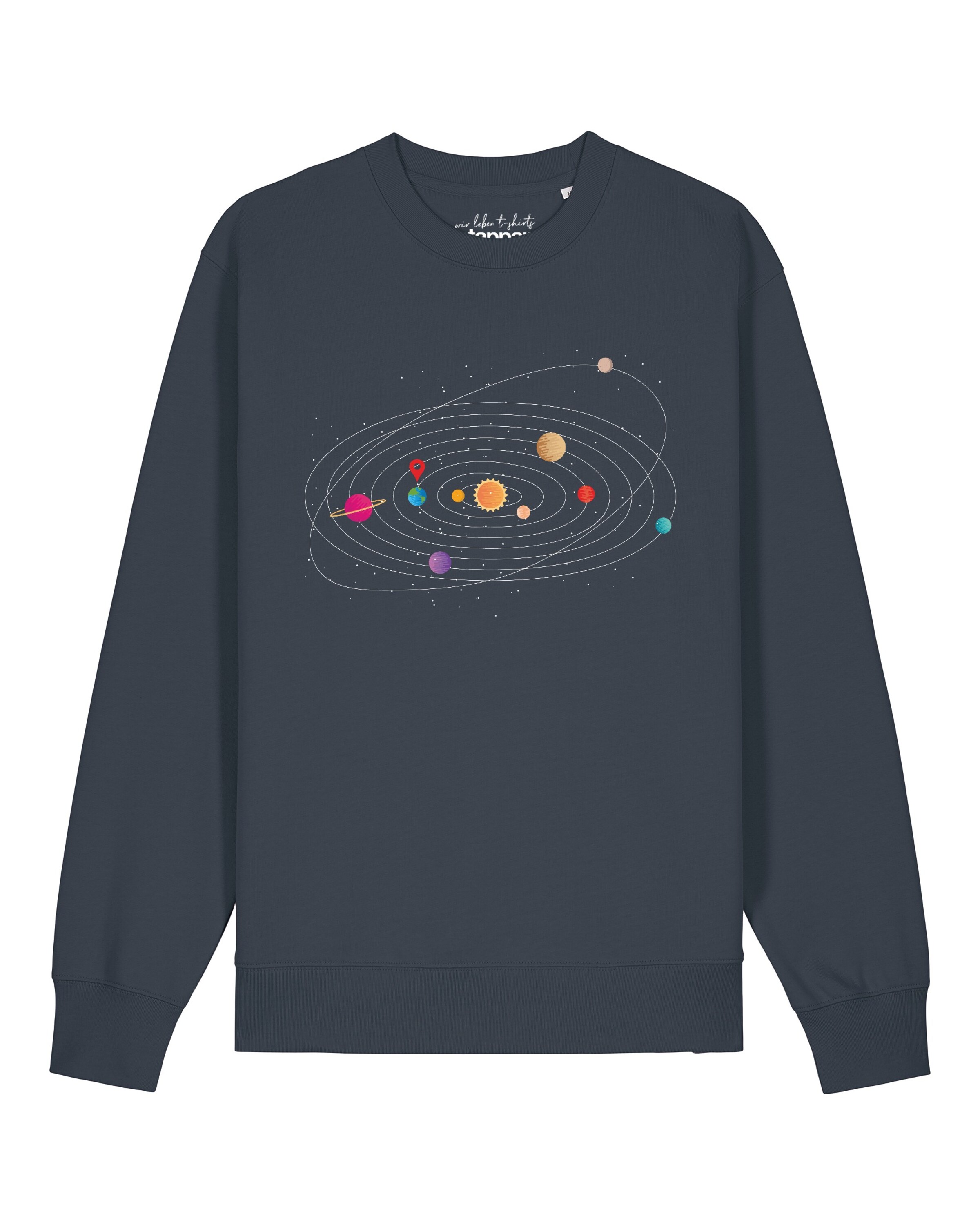 Sweat-shirt 'Sonnensystem' Watapparel en gris : devant
