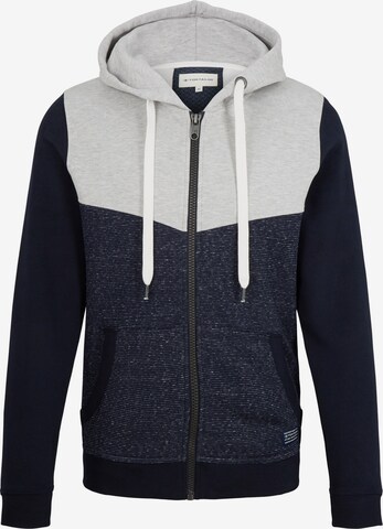 TOM TAILOR Zip-Up Hoodie in Blue: front