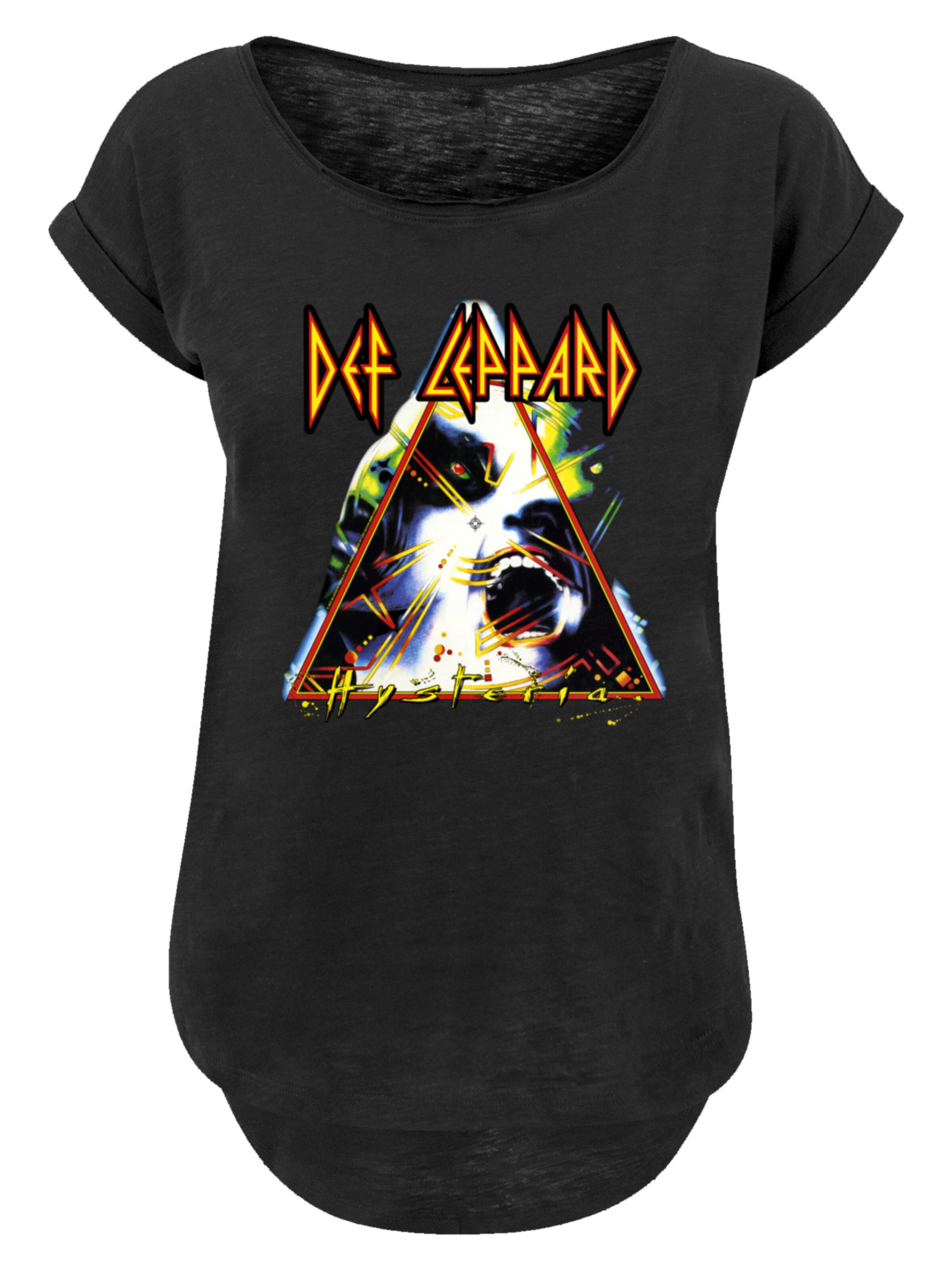 F4NT4STIC Shirt 'Def Leppard Hysteria' in Zwart: voorkant