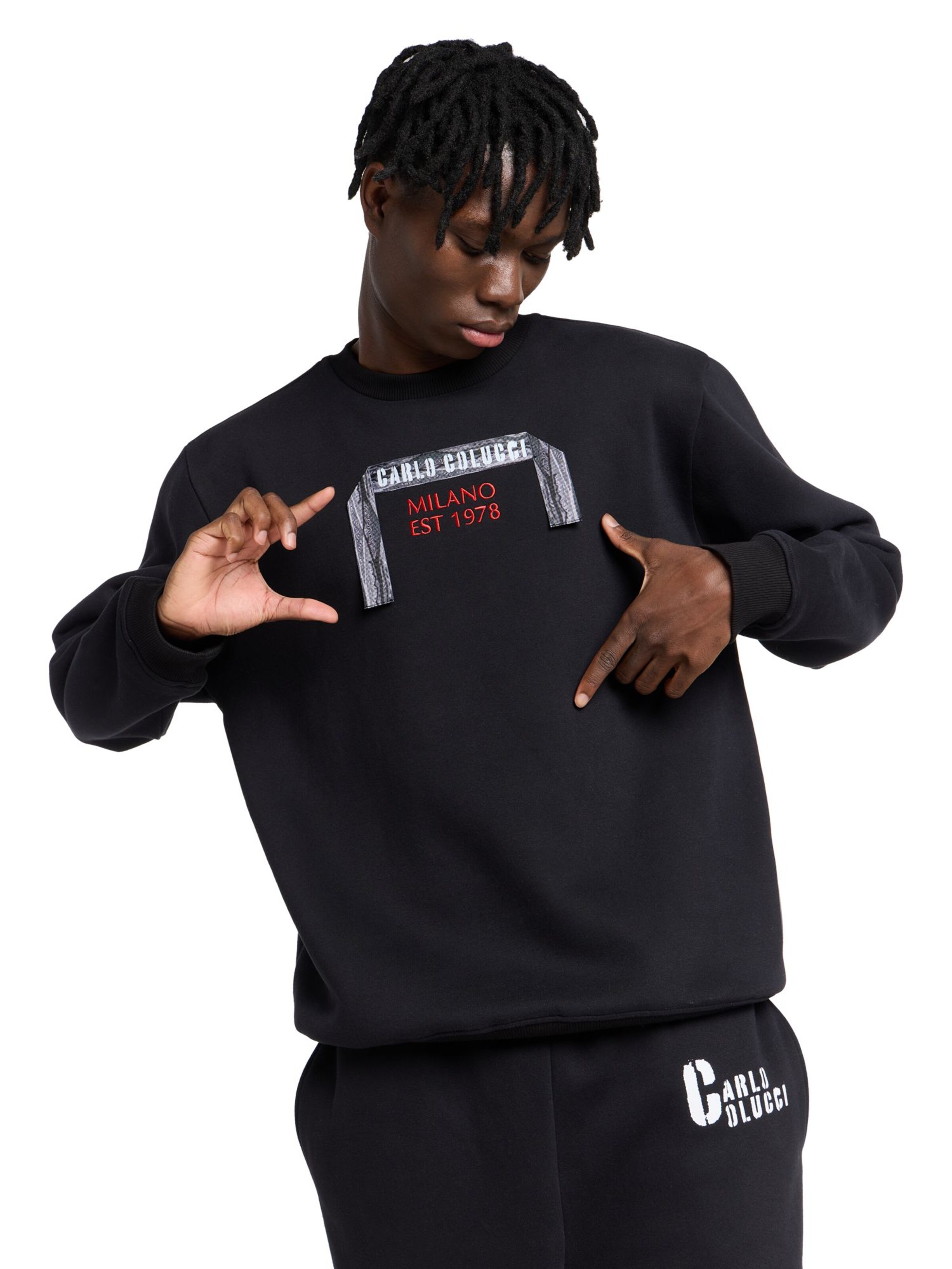 Carlo Colucci Sweatshirt 'Erba' in Schwarz: Vorderseite