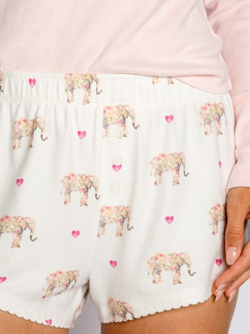 PJ Salvage - Pijama de pantalón corto 'Love You A Ton' en blanco