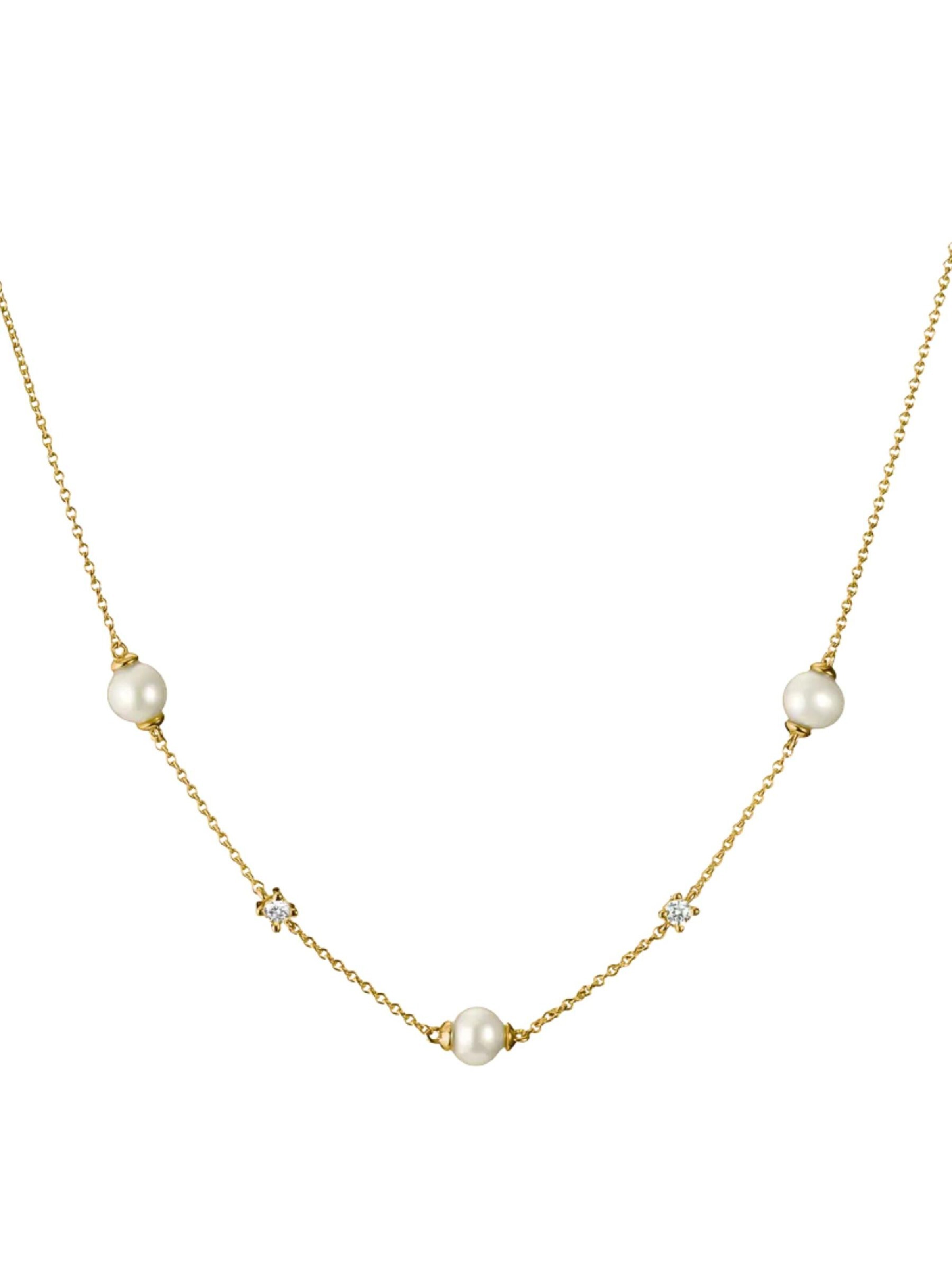 Chaîne 'Vergoldete Halskette mit Süßwasserperlen & Zirkonia' Thomas Sabo en or