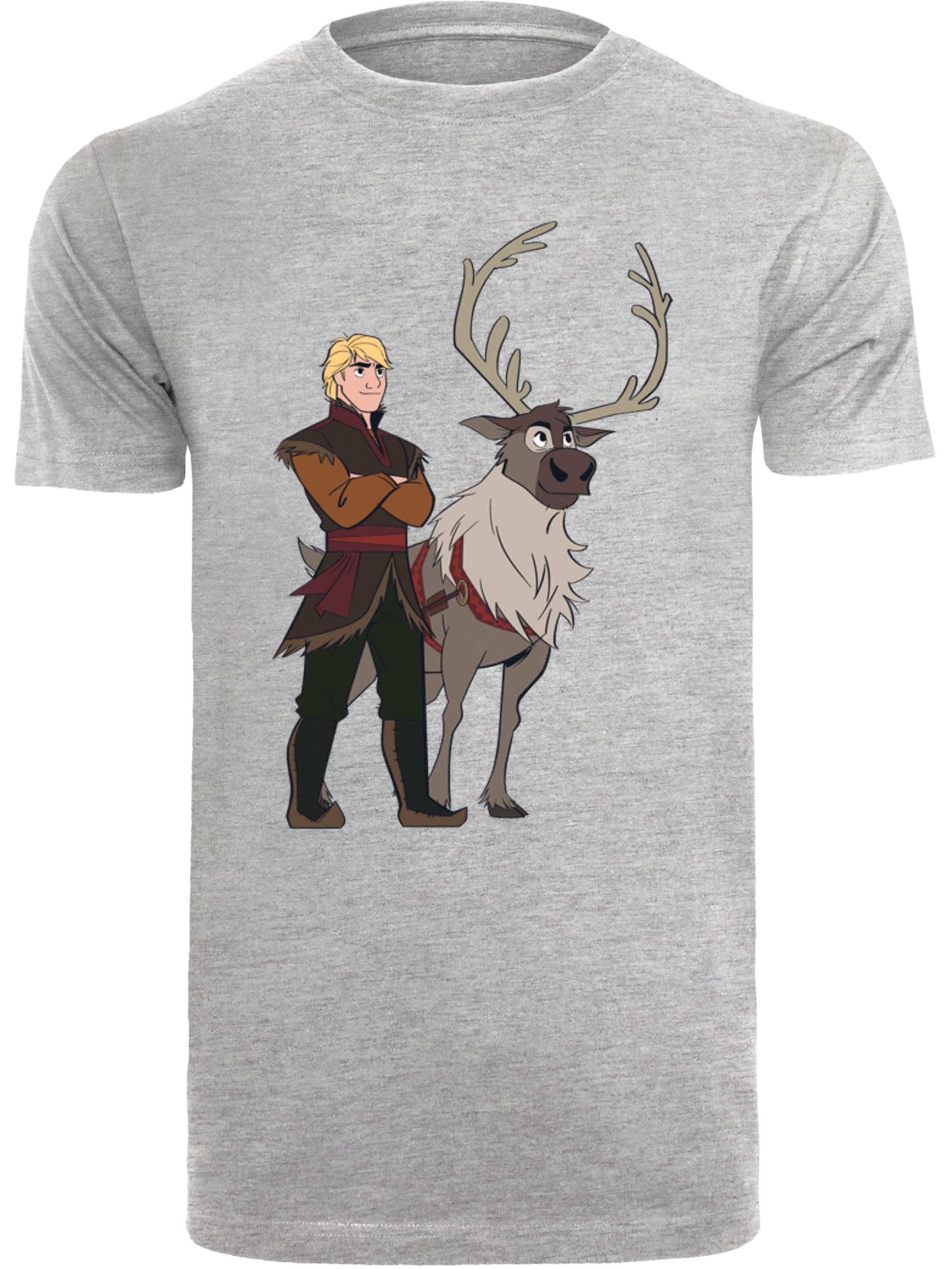 T-Shirt 'Disney Frozen 2 Sven And Kristoff' F4NT4STIC en gris : devant