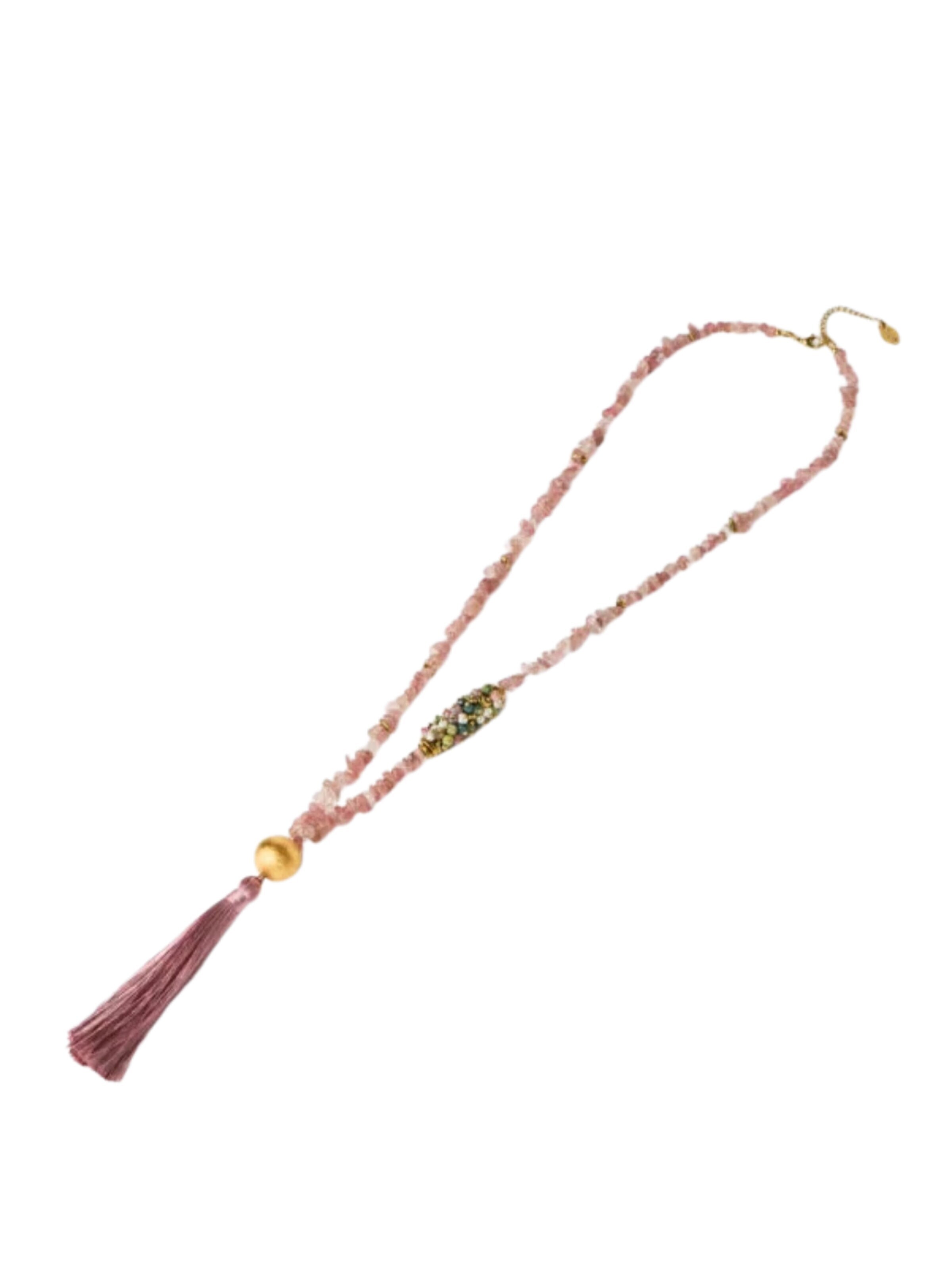 Collana 'Rose Tourmaline Serenity Necklace' di THE GEM STORIES JEWELRY in rosa: frontale