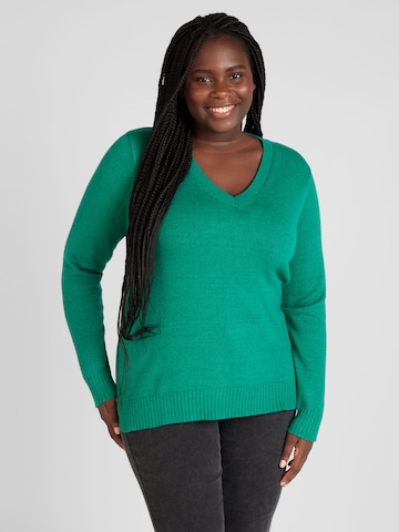 Vila Curve Sweater 'RIL' in Green: front