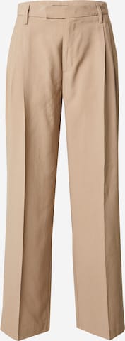 Lindex Wide Leg Bukser med lægfolder 'Spring' i beige: forside