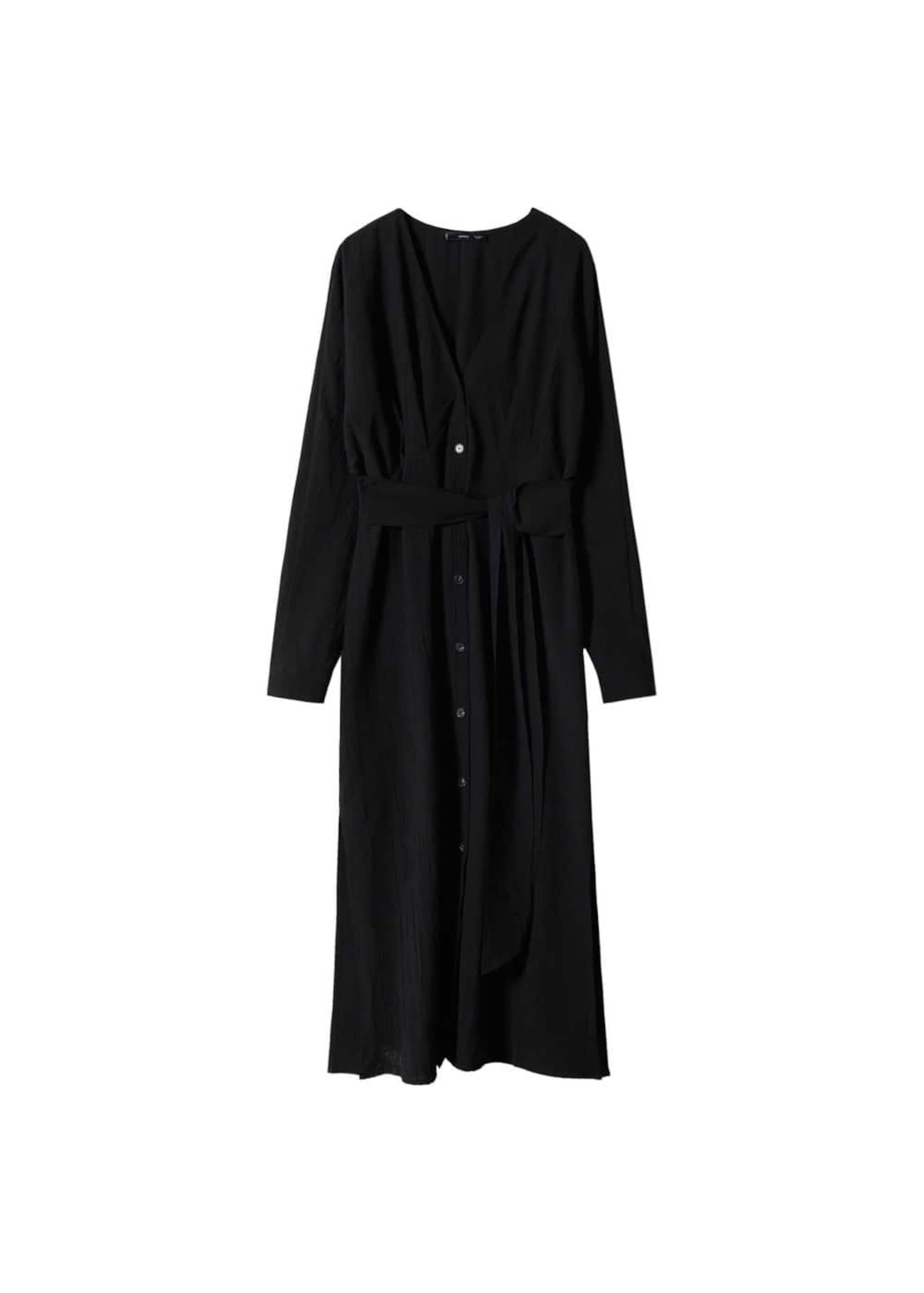 MANGO Košeľové šaty 'Lotus' - Čierna: predná strana