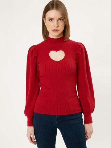 Influencer - Pullover 'Heart ' em vermelho: frente