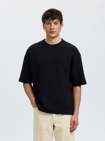 T-Shirt SELECTED en noir : devant