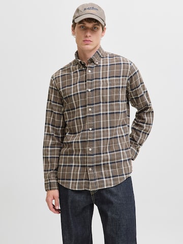 JACK & JONES Средняя посадка Рубашка 'JJECLASSIC' в Коричневый: спереди