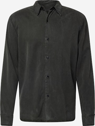 Coupe regular Chemise 'Ossian' elvine en noir : devant