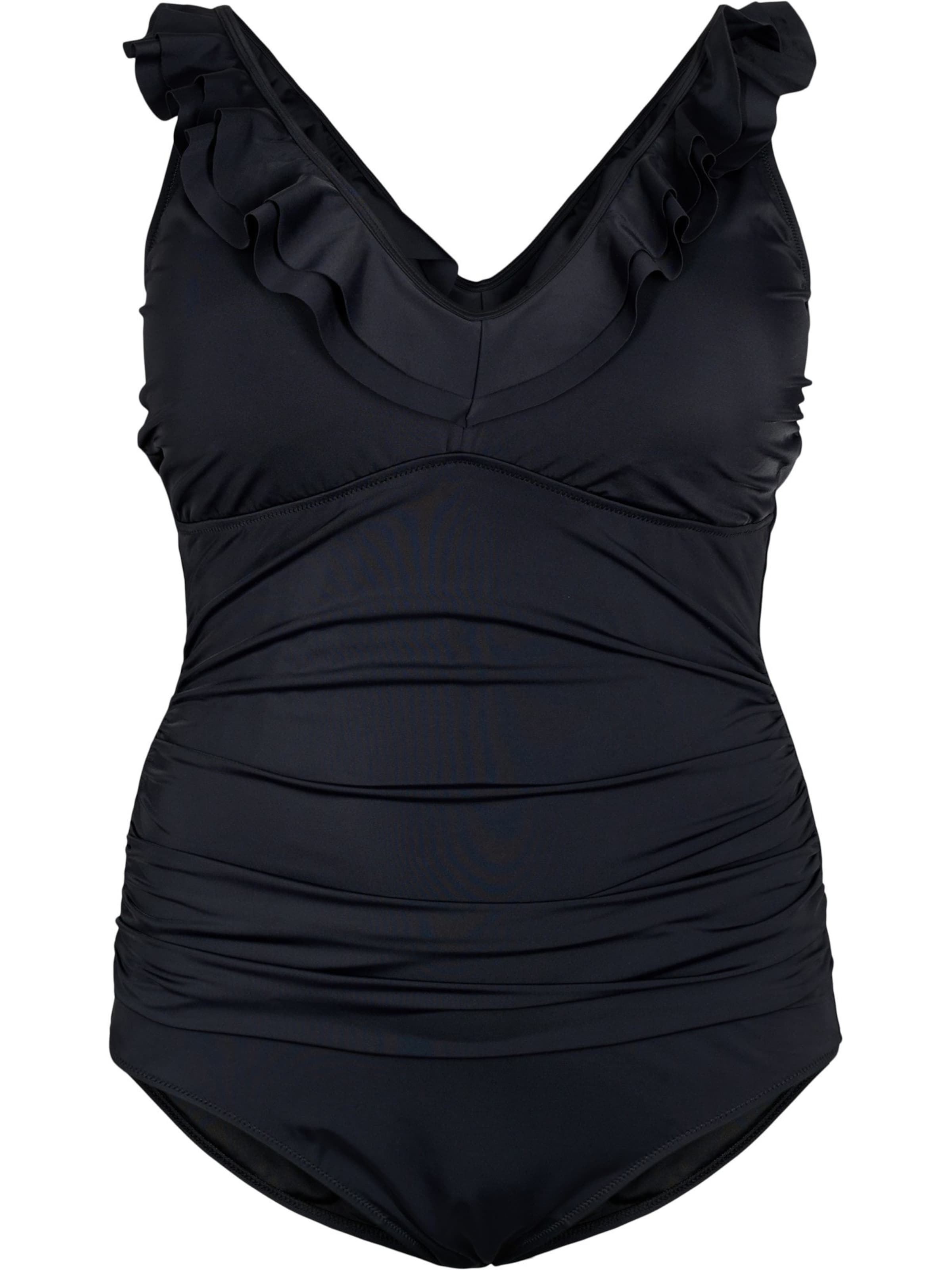 Swim by ZizziBustier Jednodijelni kupaći kostim 'Skitrin' - crna boja: prednji dio