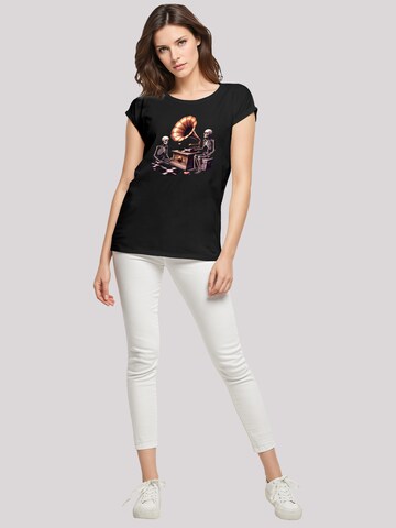 T-shirt 'Gothic Skeleton Vintage Vinyl Plattenspieler' F4NT4STIC en noir