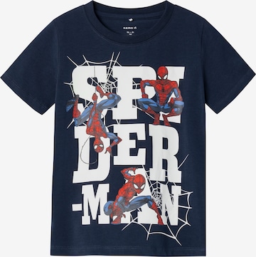 NAME IT Shirt 'MAKAN SPIDERMAN' in Blue: front