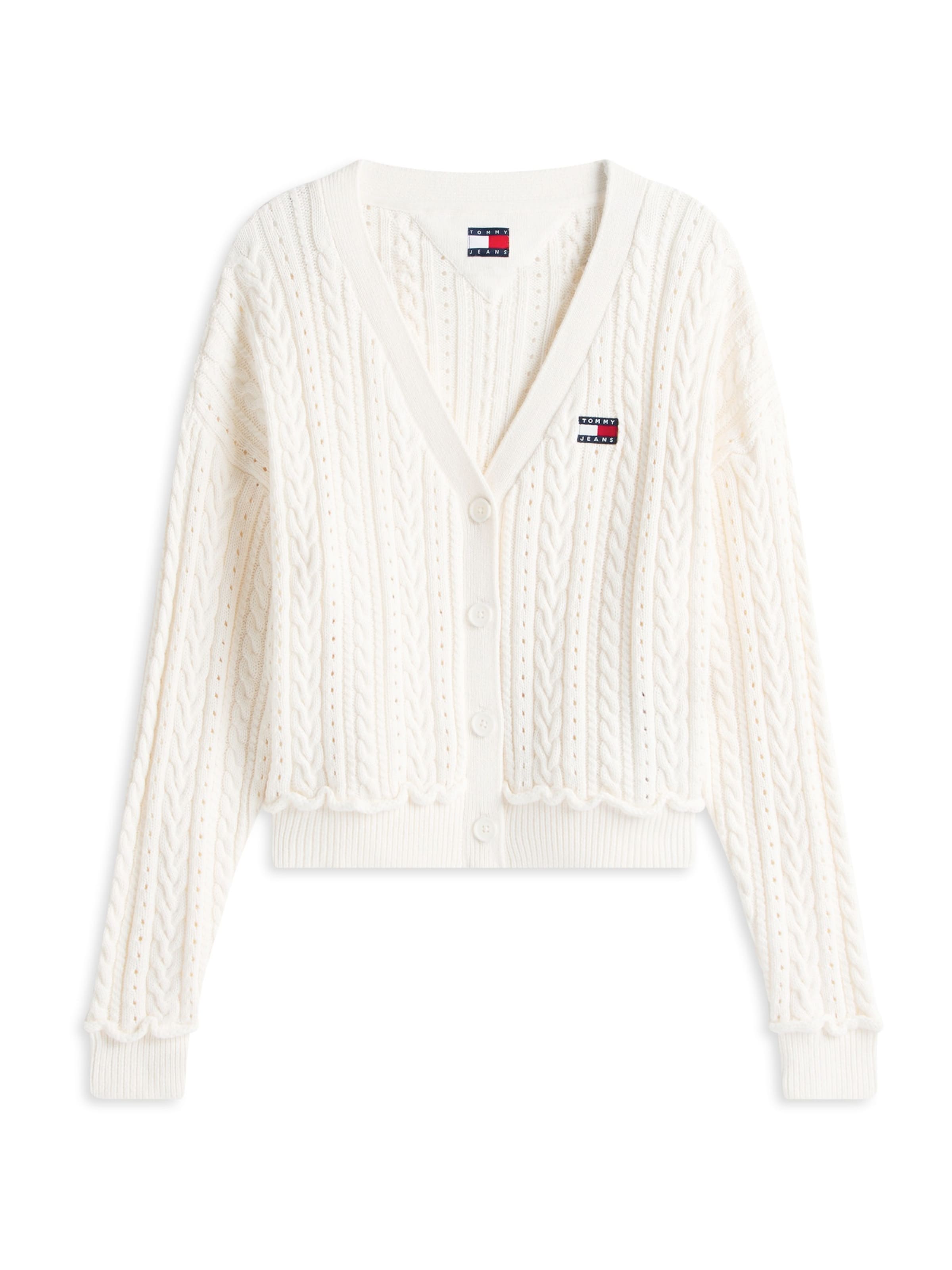 balta Tommy Jeans Kardiganas: priekis