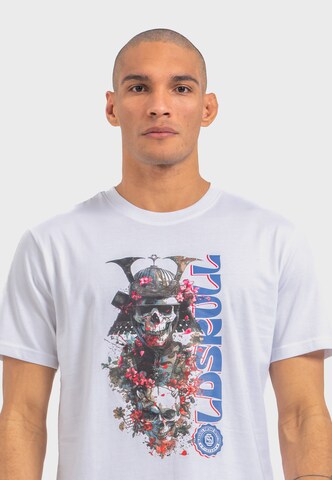 Oldskull T-Shirt 'Xtreme Samurai Skull Logo' in Weiß