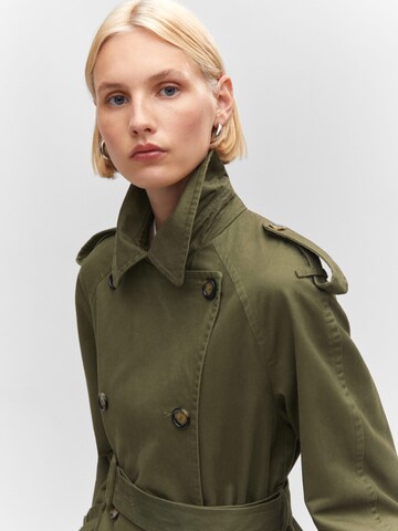 MANGO Between-Seasons Coat in Green