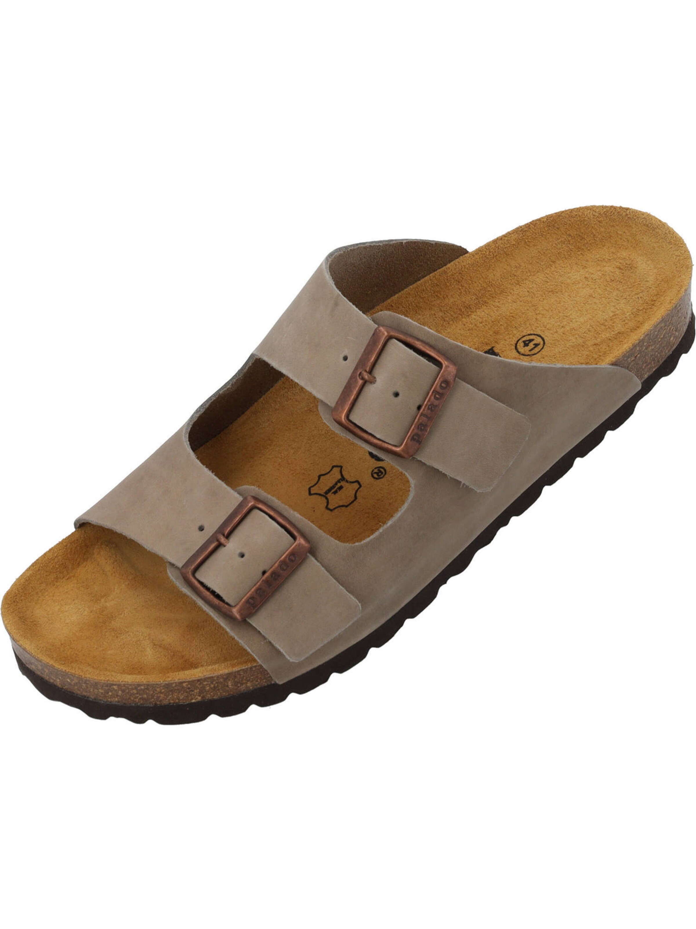 Palado Pantolette 'Korfu' in Grau: Vorderseite